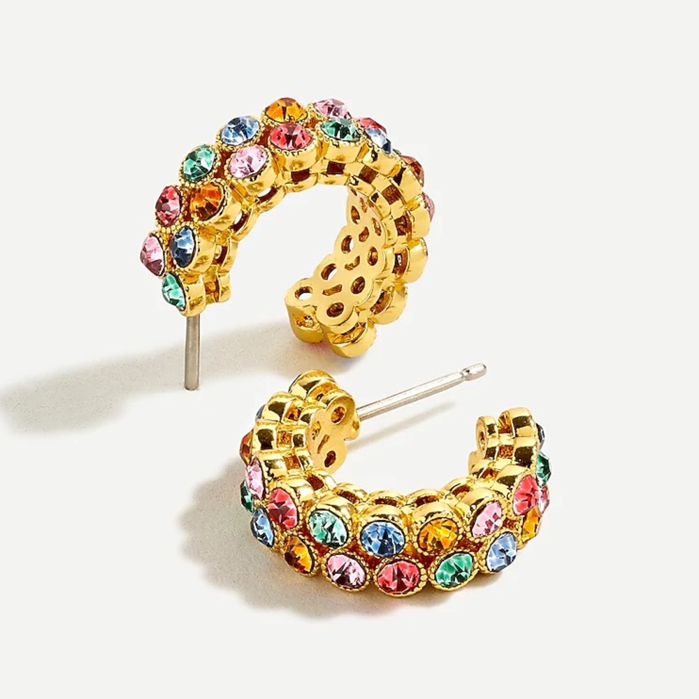 J.Crew Crystal Bezel Hoop Earrings